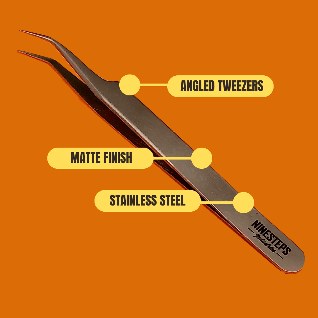 NINESTEPS Angled Fine Tip Stainless Steel Tweezer