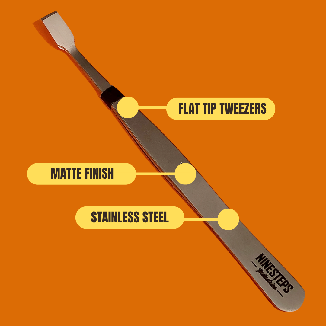 NINESTEPS XL Flat Tip Stainless Steel Tweezer