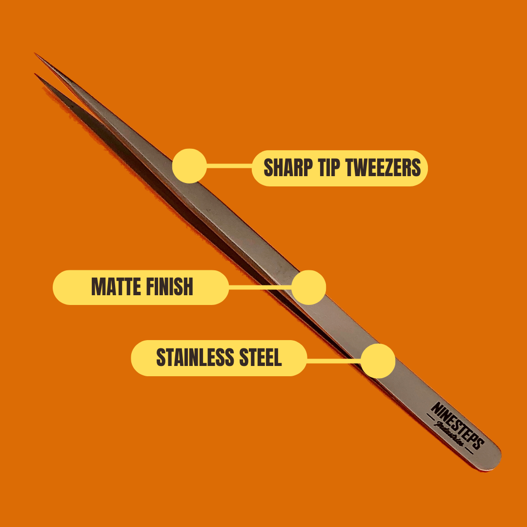 Ultra Thin Fine Tip Curved Tweezers, Stainless Steel Long Precision Tweezers